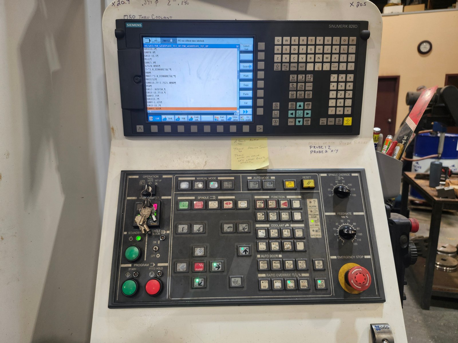 Control Panel of 2012 Hyundai WIA F500 vertical machining center.