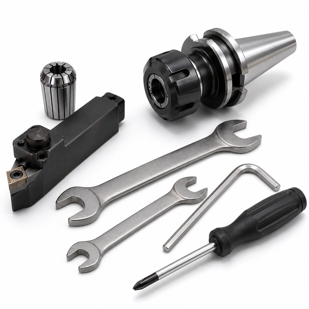 CNC machine chuck and hand tools